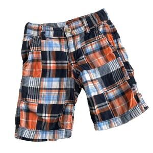 Crazy 8 Plaid Patchwork Shorts - Orange Blue Black - 3